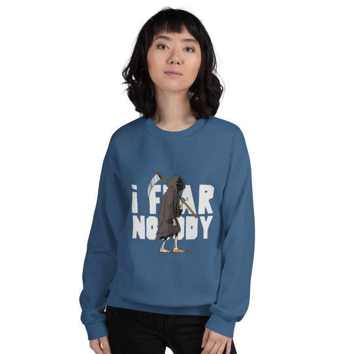 I Fear Nobody Graphic Sweatshirt - Indigo Blue - S - ArtyKoala