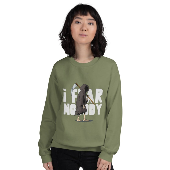 I Fear Nobody Graphic Sweatshirt - Military Green - S - ArtyKoala