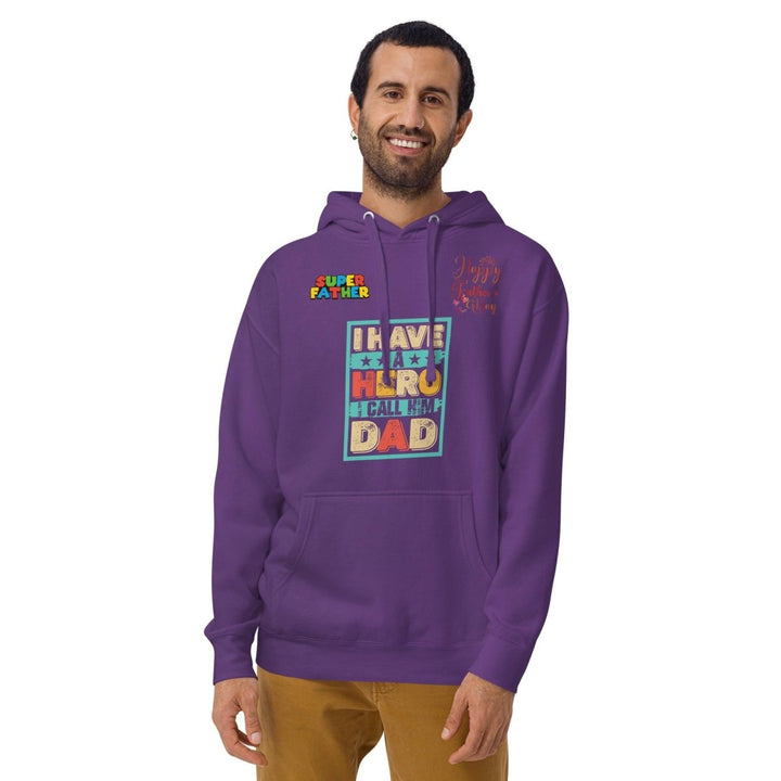 I Have a Hero Dad Graphic Hoodie - Purple - S - ArtyKoala