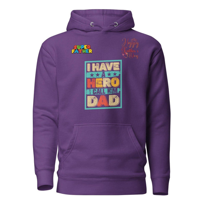 I Have a Hero Dad Graphic Hoodie - Purple - S - ArtyKoala