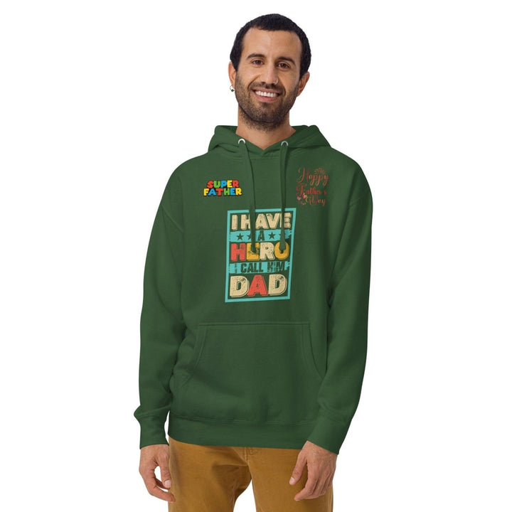 I Have a Hero Dad Graphic Hoodie - Forest Green - S - ArtyKoala