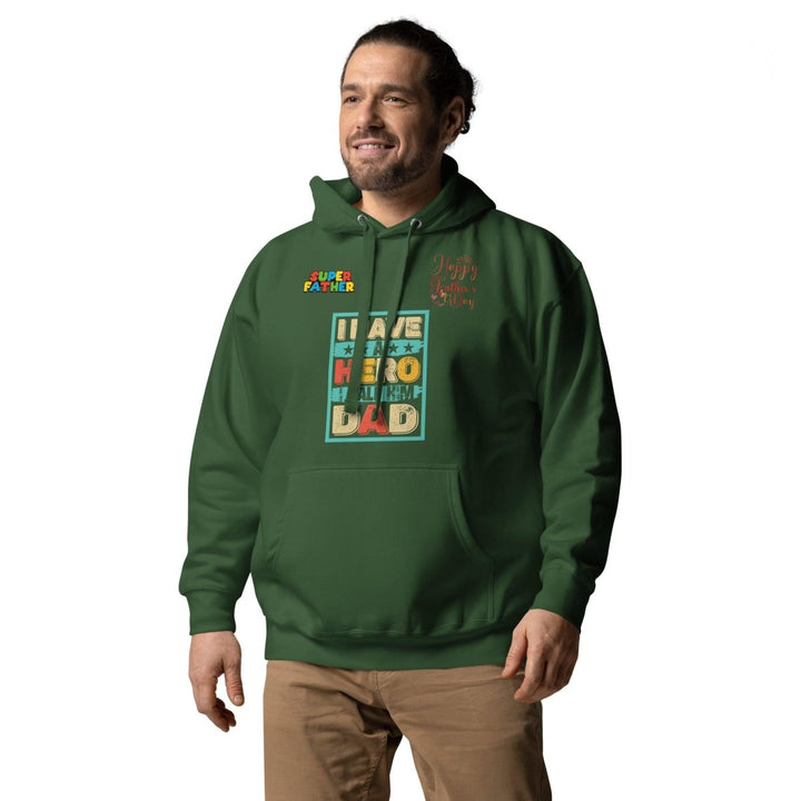 I Have a Hero Dad Graphic Hoodie - Forest Green - S - ArtyKoala