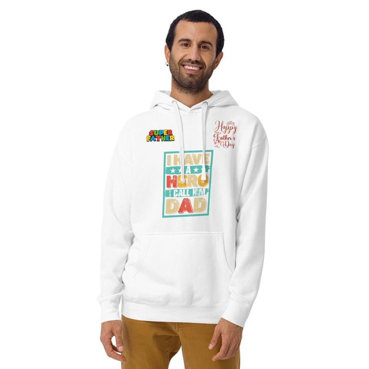 I Have a Hero Dad Graphic Hoodie - White - S - ArtyKoala