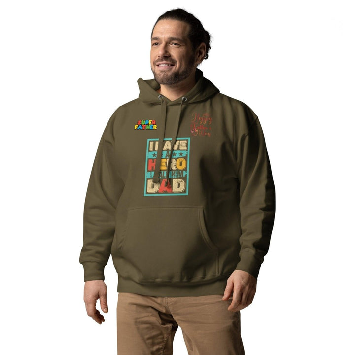 I Have a Hero Dad Graphic Hoodie - Military Green - S - ArtyKoala
