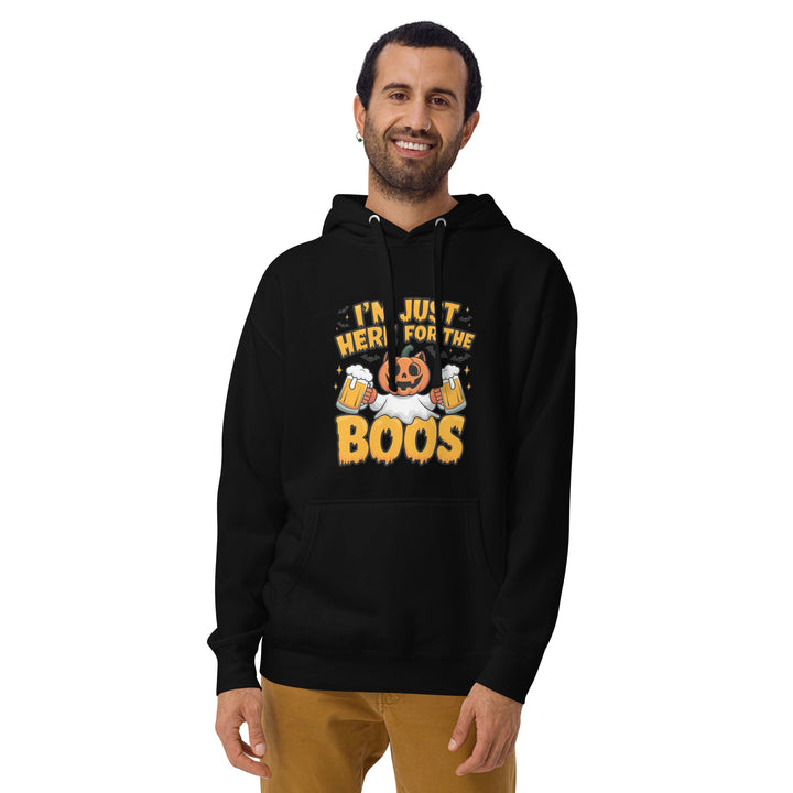 I Just Here for BOO Cotton Unisex Premium Halloween Hoodie - Black / S - ArtyKoala