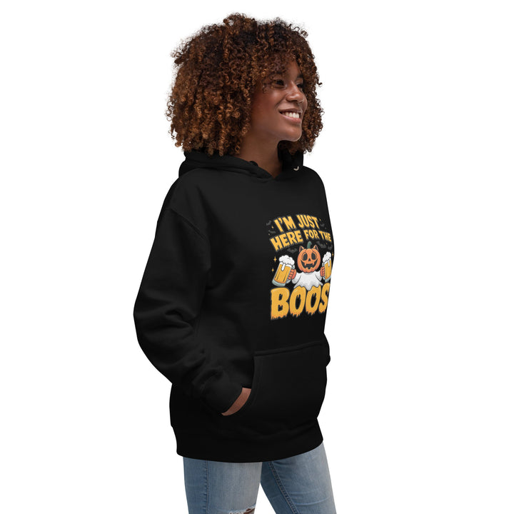 I Just Here for BOO Cotton Unisex Premium Halloween Hoodie - Black / S - ArtyKoala