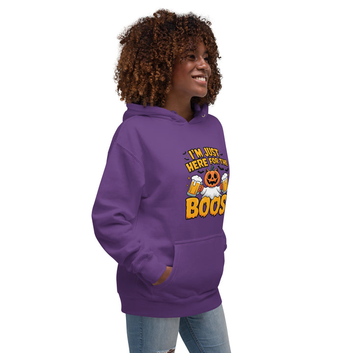 I Just Here for BOO Cotton Unisex Premium Halloween Hoodie - ArtyKoala