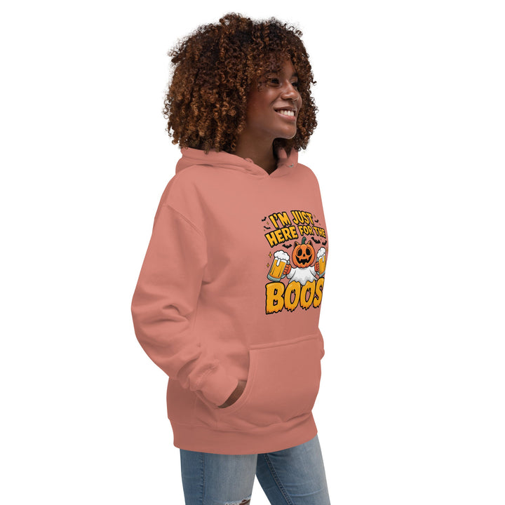 I Just Here for BOO Cotton Unisex Premium Halloween Hoodie - ArtyKoala