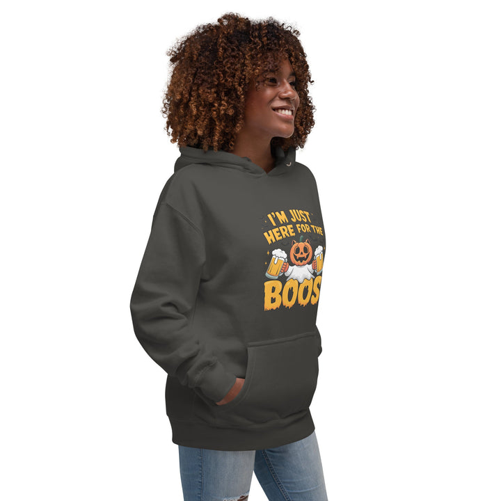 I Just Here for BOO Cotton Unisex Premium Halloween Hoodie - Black / S - ArtyKoala