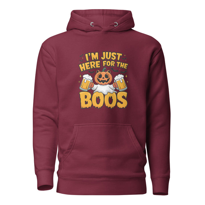 I Just Here for BOO Cotton Unisex Premium Halloween Hoodie - Maroon / S - ArtyKoala