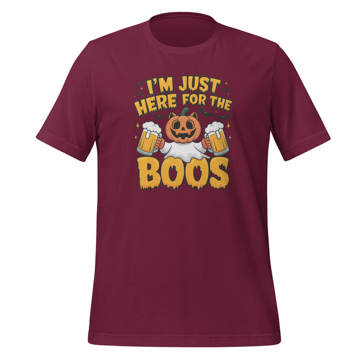 I Just Here for BOO Premium Cotton Unisex Halloween T-shirt - Maroon / S - ArtyKoala