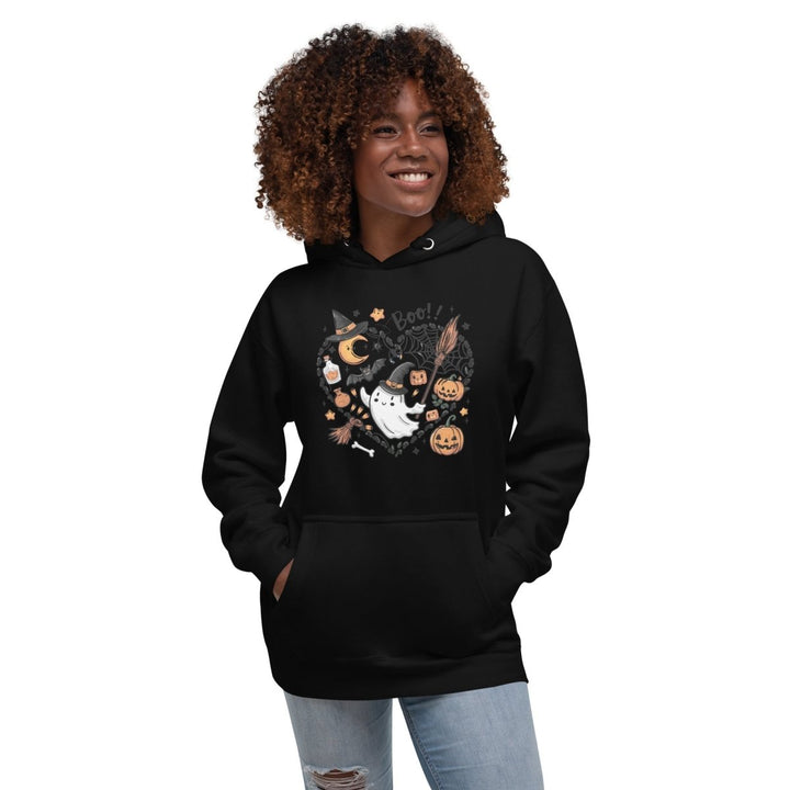 I Love BOO Halloween Graphic Hoodie - Black - S - ArtyKoala