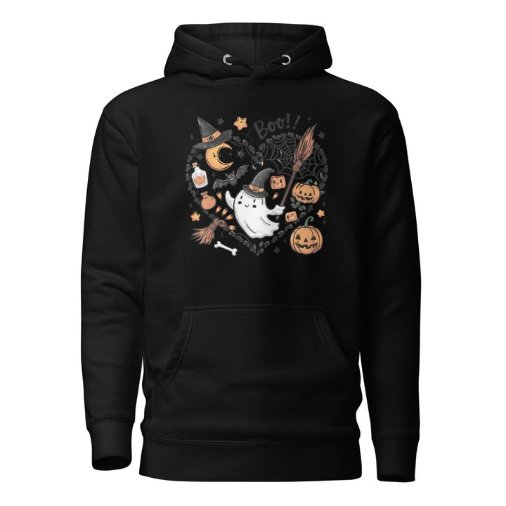 I Love BOO Halloween Graphic Hoodie - Black - S - ArtyKoala