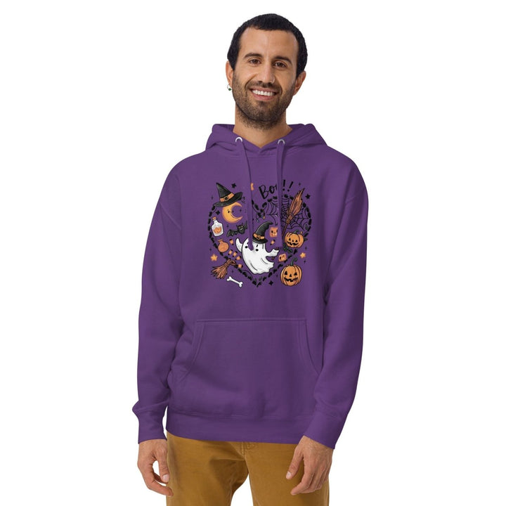 I Love BOO Halloween Graphic Hoodie - Black - S - ArtyKoala