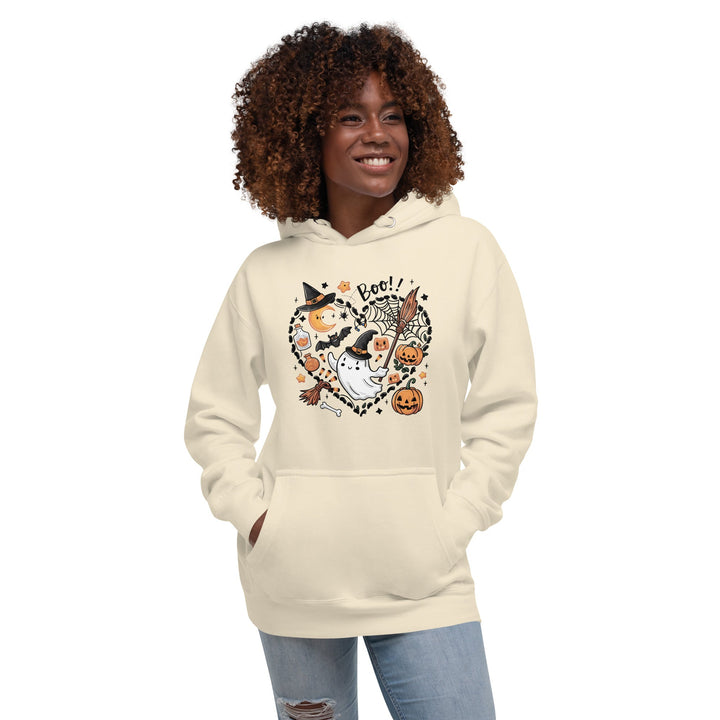 I Love BOO Halloween Unisex Premium Hoodie - Bone / S - ArtyKoala