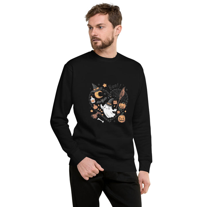 I Love BOO Halloween Unisex Premium Sweatshirt - Black / S - ArtyKoala