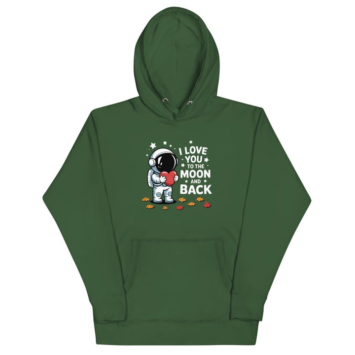 I Love You Astronaut Graphic Hoodie - Forest Green - S - ArtyKoala