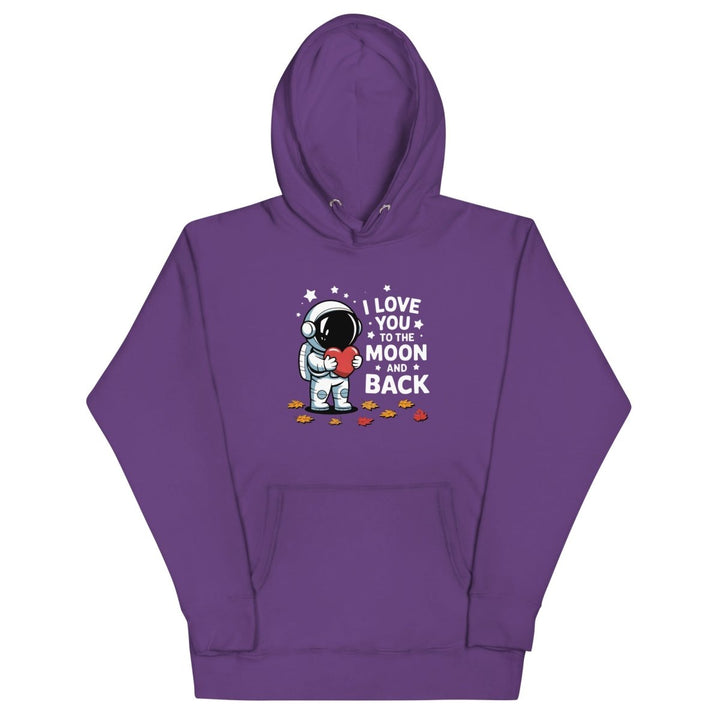 I Love You Astronaut Graphic Hoodie - Purple - S - ArtyKoala