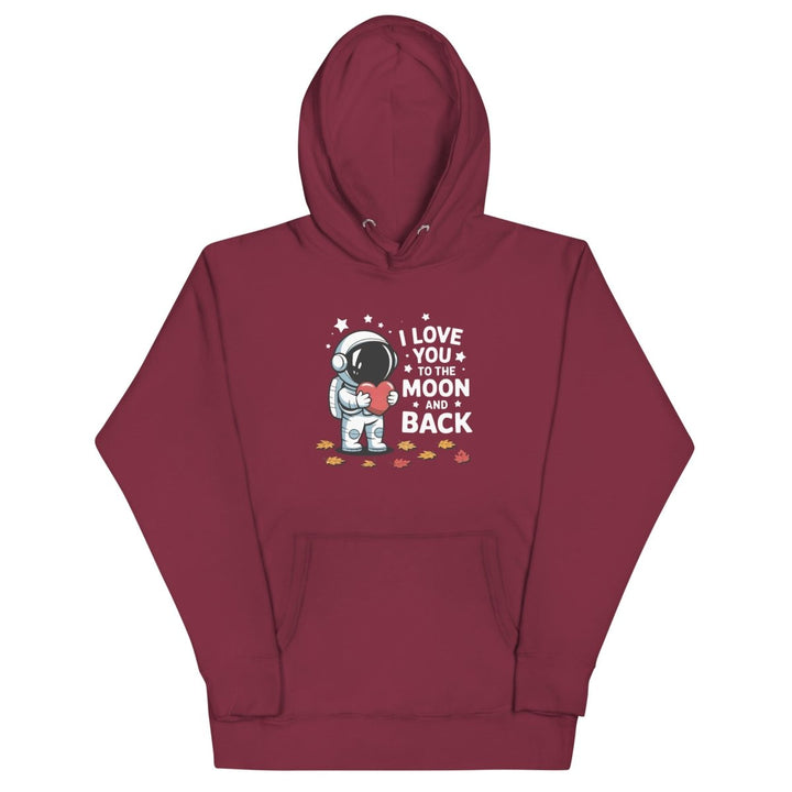 I Love You Astronaut Graphic Hoodie - Maroon - S - ArtyKoala
