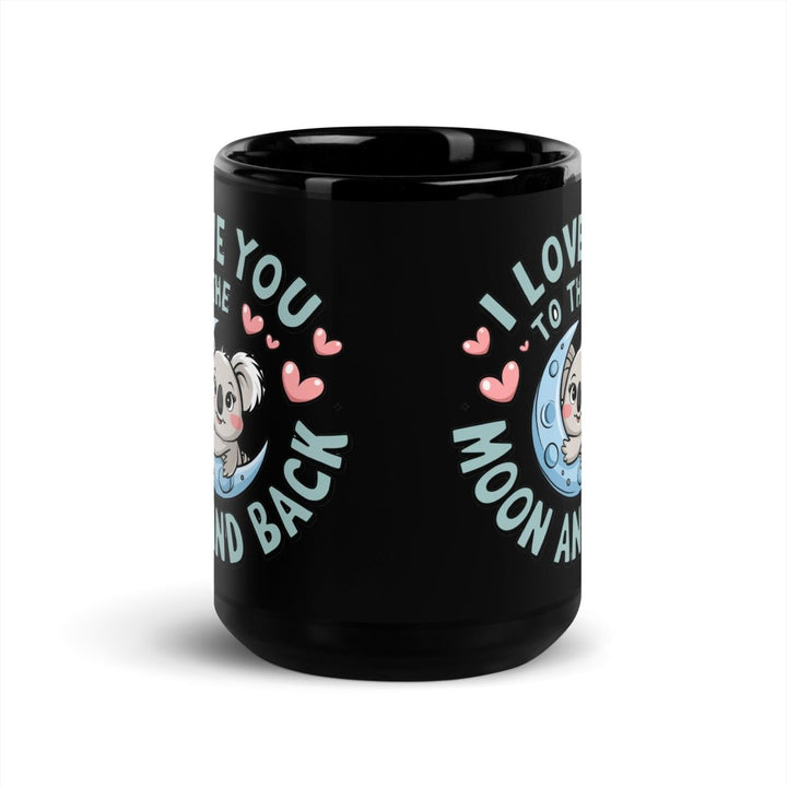 I Love You to the Moon & Back Koala Black Glossy Mug - 11 oz - ArtyKoala