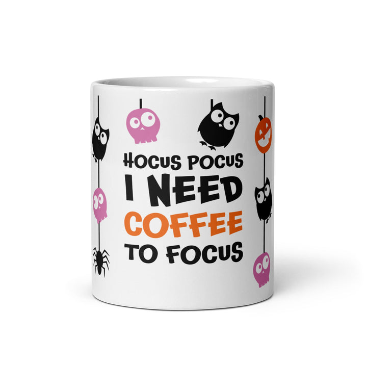 I Need Coffee to Focus White glossy mug - 11 oz - ArtyKoala