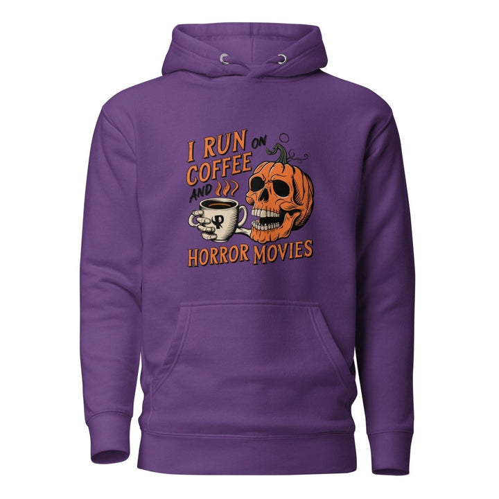 I Run on Coffee an Horror Movie Graphic Hoodie - Purple - S - ArtyKoala