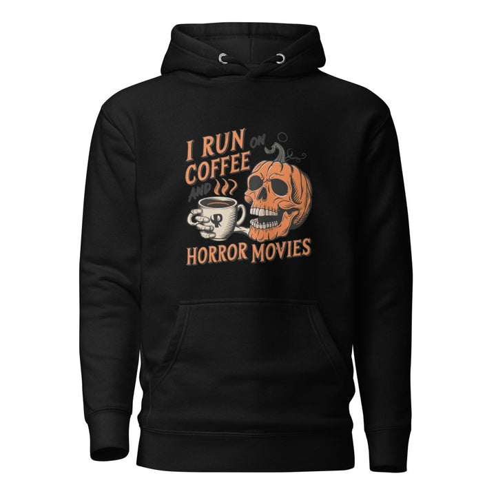 I Run on Coffee an Horror Movie Graphic Hoodie - Black - S - ArtyKoala