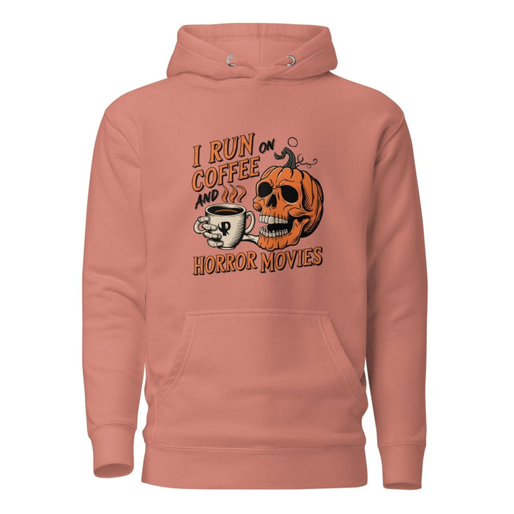 I Run on Coffee an Horror Movie Graphic Hoodie - Dusty Rose - S - ArtyKoala