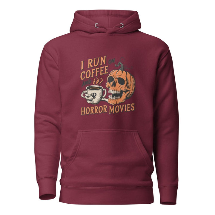 I Run on Coffee an Horror Movie Graphic Hoodie - Vintage Black - S - ArtyKoala