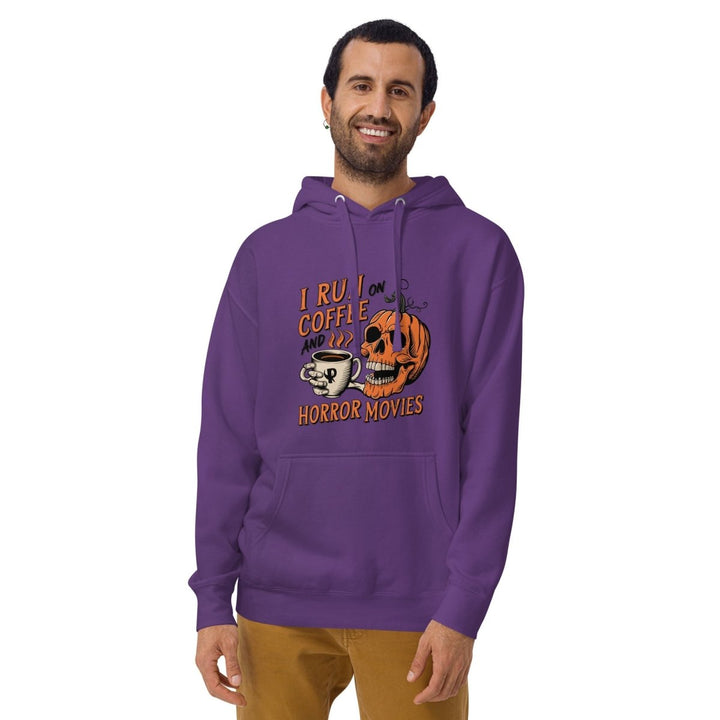 I Run on Coffee an Horror Movie Graphic Hoodie - Black - S - ArtyKoala