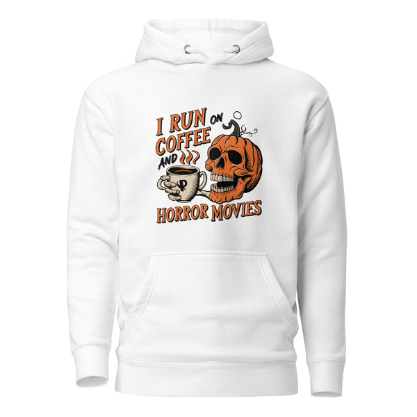 I Run on Coffee an Horror Movie Unisex Premium Halloween Hoodie - ArtyKoala