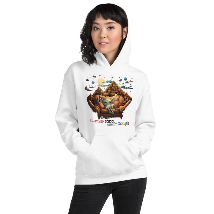 I Survived School Without Google Graphic Hoodie - White - S - ArtyKoala