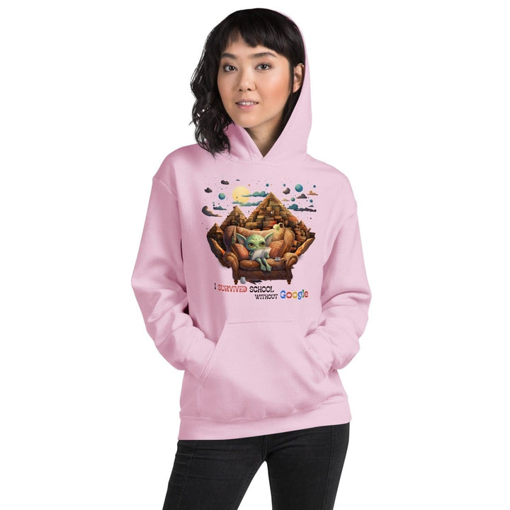 I Survived School Without Google Graphic Hoodie - Light Pink - S - ArtyKoala