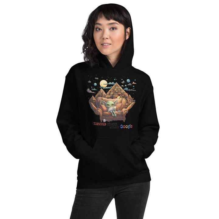 I Survived School Without Google Graphic Hoodie - Black - S - ArtyKoala
