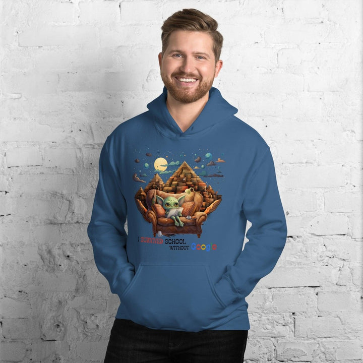 I Survived School Without Google Graphic Hoodie - Indigo Blue - S - ArtyKoala