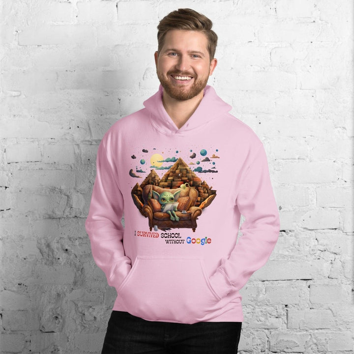 I Survived School Without Google Graphic Hoodie - Light Pink - S - ArtyKoala