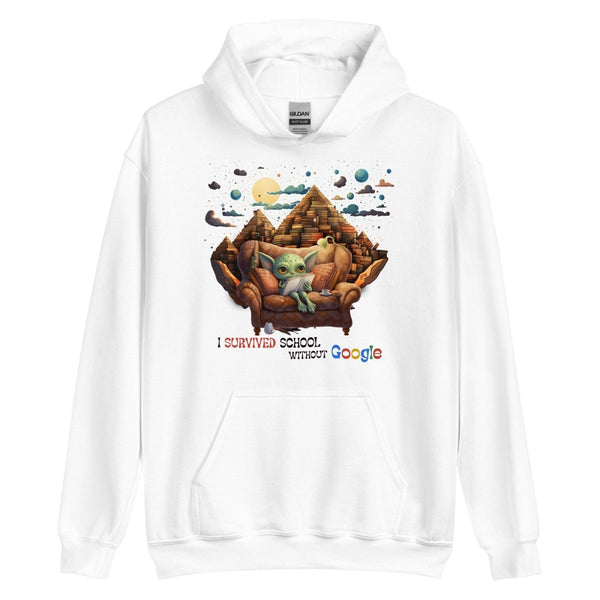 I Survived School Without Google Graphic Hoodie - White - S - ArtyKoala