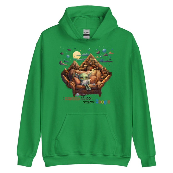 I Survived School Without Google Graphic Hoodie - Irish Green - S - ArtyKoala