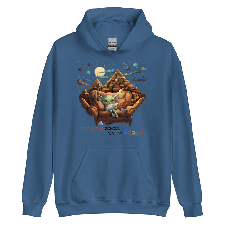 I Survived School Without Google Man Hoodie - Indigo Blue / S - ArtyKoala