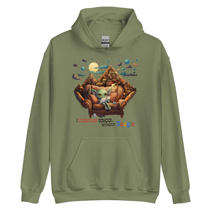 I Survived School Without Google Man Hoodie - Military Green / S - ArtyKoala