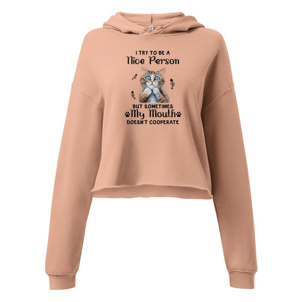 I try to be a nice person Crop Hoodie - Military Green - S - ArtyKoala