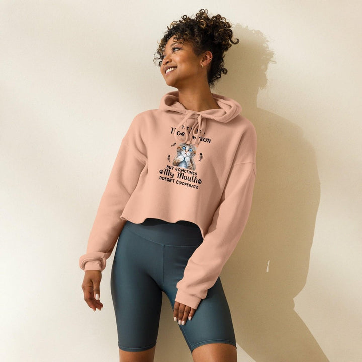 I try to be a nice person Crop Hoodie - Military Green - S - ArtyKoala