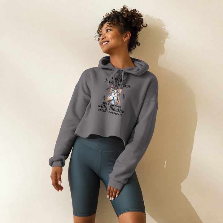 I try to be a nice person Crop Hoodie - Military Green - S - ArtyKoala