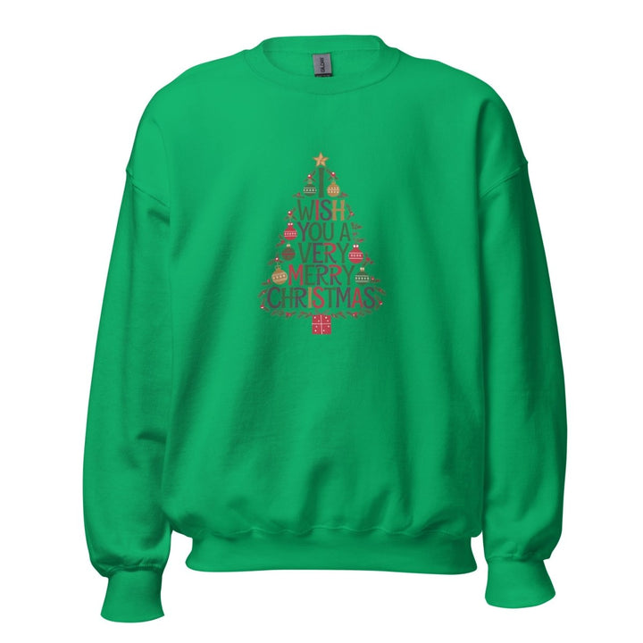 I Wish You Mery Christmas Graphic Sweatshirt - Irish Green - S - ArtyKoala