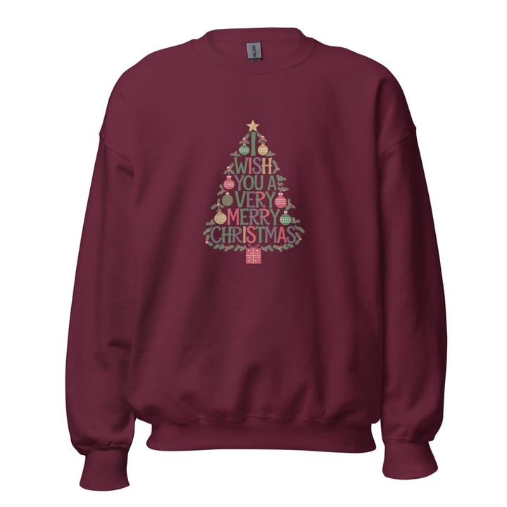 I Wish You Mery Christmas Graphic Sweatshirt - Maroon - S - ArtyKoala