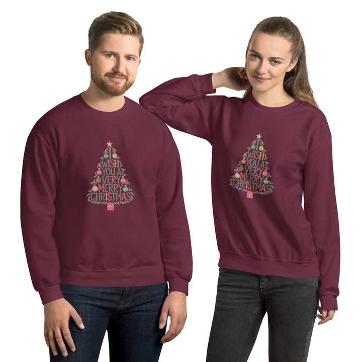 I Wish You Mery Christmas Graphic Sweatshirt - Maroon - S - ArtyKoala