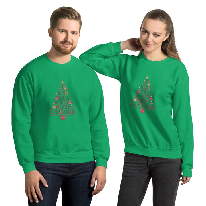 I Wish You Mery Christmas Graphic Sweatshirt - Irish Green - S - ArtyKoala