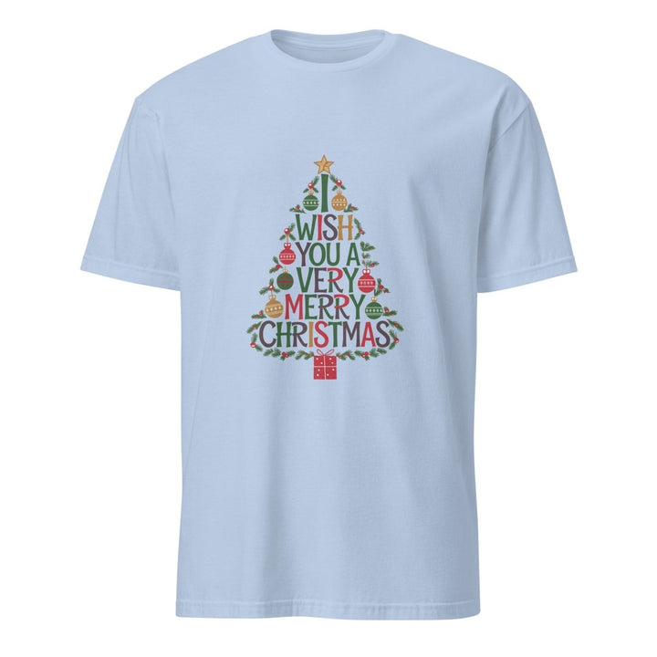 I Wish You Mery Christmas Graphic Tee - Light Blue - S - ArtyKoala