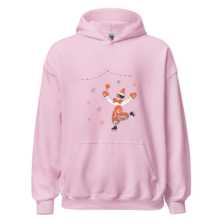 Ice Skating Christmas Graphic Hoodie - Light Pink - S - ArtyKoala