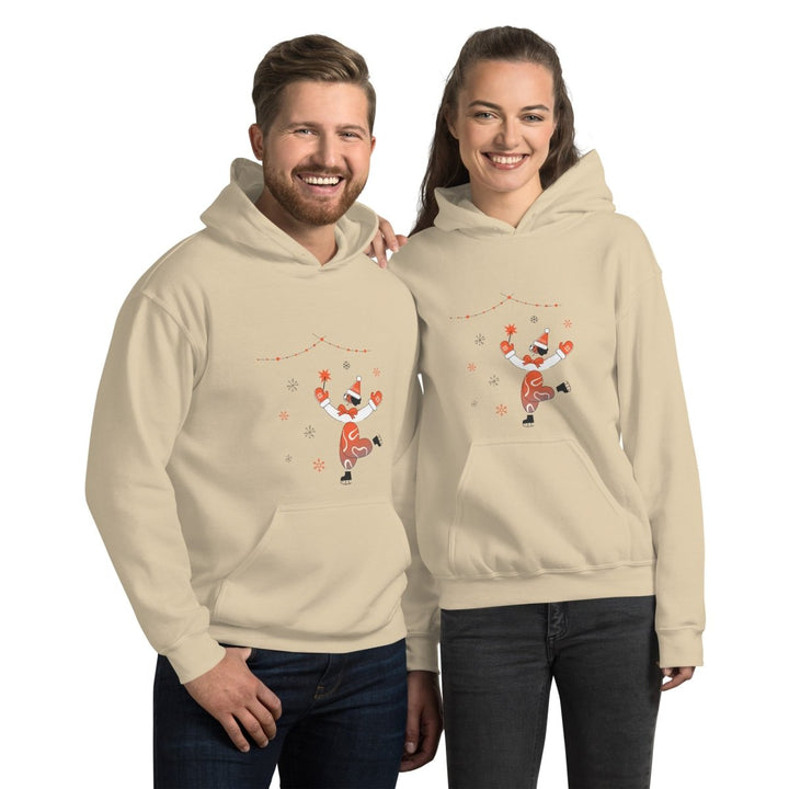 Ice Skating Christmas Graphic Hoodie - Sand - S - ArtyKoala